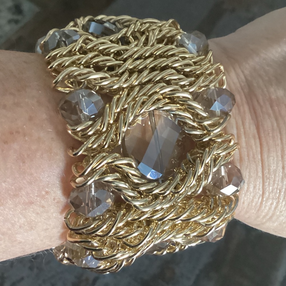 NWOT Lenox Champagne Crystal and Gold Brilliance Bracelet
